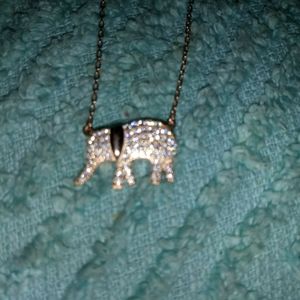 Real 18k rose gold elephant necklace with real dia
